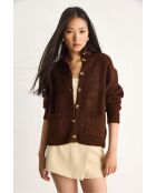 Chaleco de punto grueso con bolsillos marrón amargo