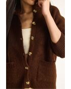 Chaleco de punto grueso con bolsillos marrón amargo