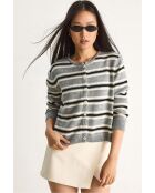 Gilet rayé à col rond gris