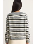 Gilet rayé à col rond gris