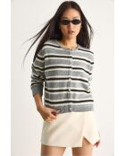 Gilet rayé à col rond gris