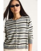 Gilet rayé à col rond gris