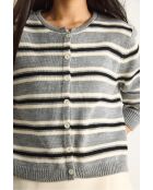 Gilet rayé à col rond gris