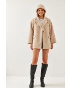 Cappotto oversize beige in misto lana