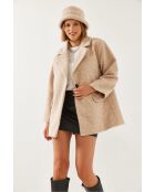 Cappotto oversize beige in misto lana