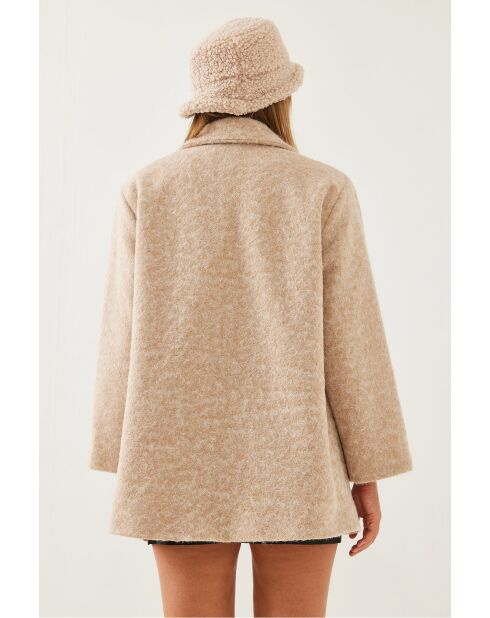 Cappotto oversize beige in misto lana