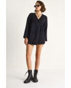 Kimono texturizado de punto suave con cierre de lazo negro