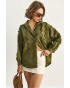 Chemise à franges en zigzag oversize kaki