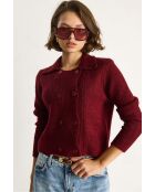 Zacht polovest met bordeauxrode knopen