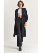 Chaleco largo texturizado de punto suave con cuello tipo chal negro