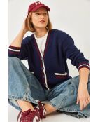 Chaleco de punto a rayas estilo selanik azul marino