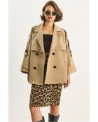 Trench foderato con tasche e cintura beige