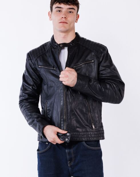 Schwarze Lazo Lederjacke