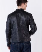 Schwarze Lazo Lederjacke