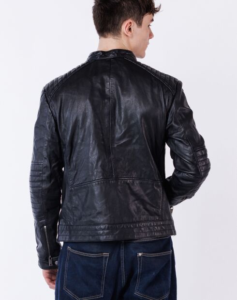 Schwarze Lazo Lederjacke