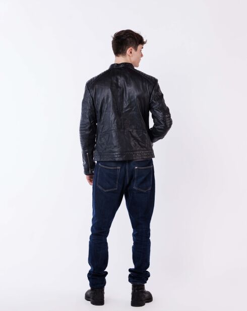 Schwarze Lazo Lederjacke