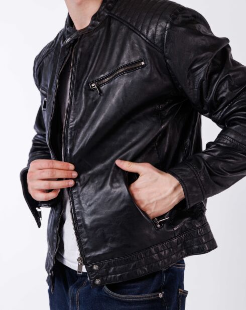 Schwarze Lazo Lederjacke