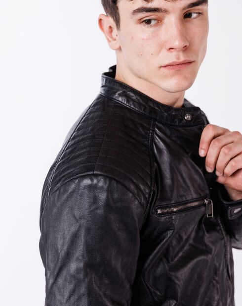 Schwarze Lazo Lederjacke