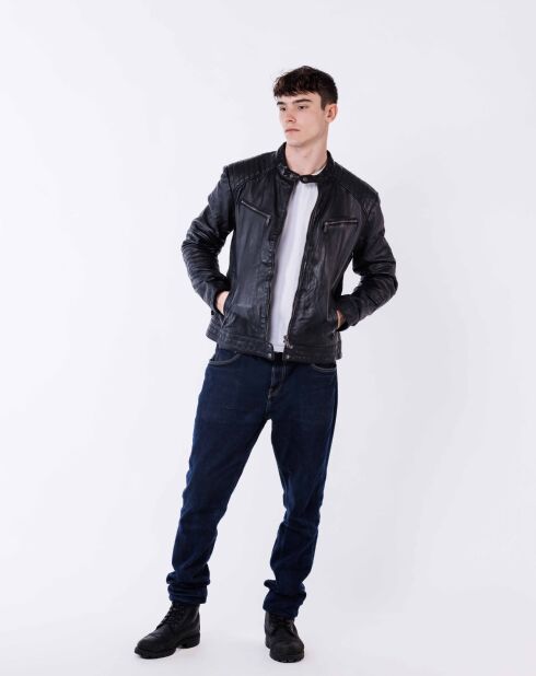 Schwarze Lazo Lederjacke