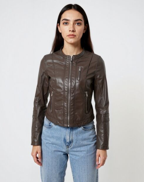 Veste en Cuir Lecce marron