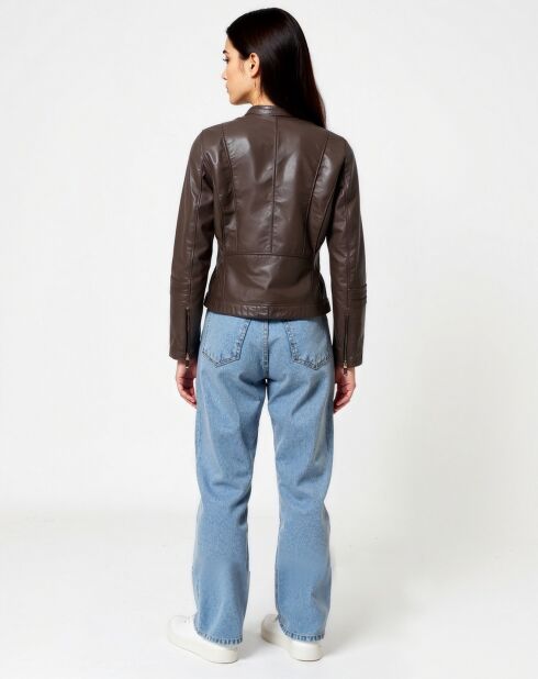 Veste en Cuir Lecce marron