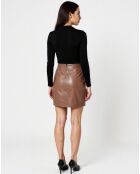 Falda corta Leita de piel coñac