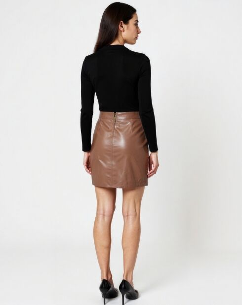 Falda corta Leita de piel coñac