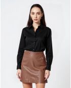 Falda corta Leita de piel coñac