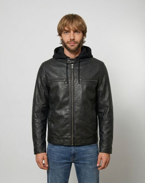 Veste en Cuir Joe noire