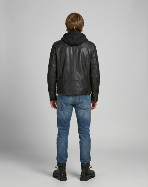 Veste en Cuir Joe noire