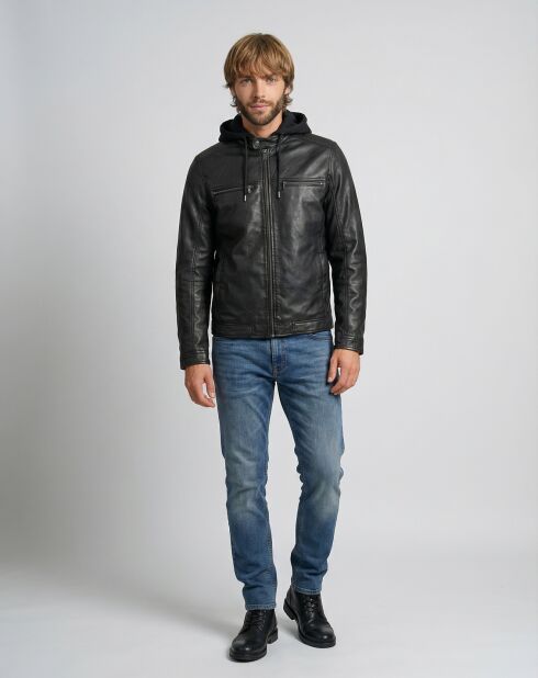 Veste en Cuir Joe noire