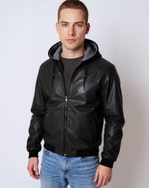 Veste en Cuir Lenz noire