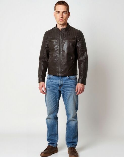 Veste en Cuir Lionnel marron