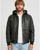 Veste en Cuir Capuche Loddy noire