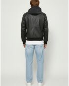 Veste en Cuir Capuche Loddy noire