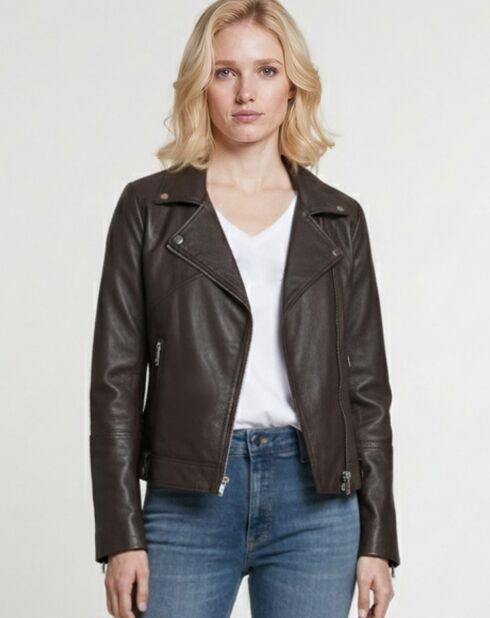 Veste en Cuir Perfecto Lolette marron