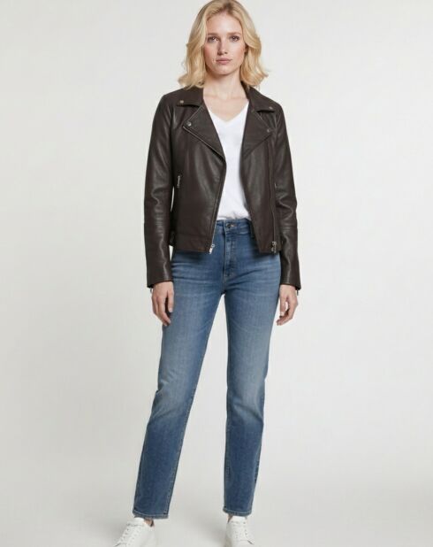 Veste en Cuir Perfecto Lolette marron