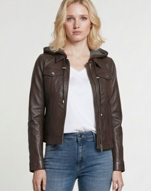 Veste en Cuir Paola marron