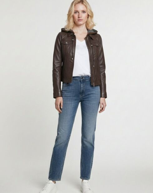 Veste en Cuir Paola marron