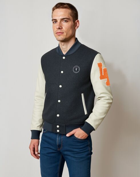 Veste en Laine & Cuir  Eliot grise