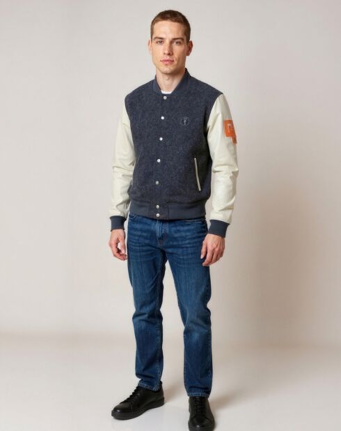 Veste en Laine & Cuir  Eliot grise