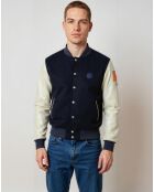 Giacca Eliot in lana e pelle blu