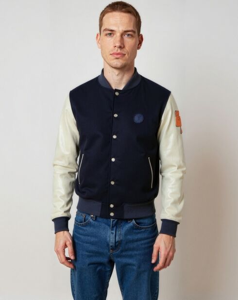 Veste en Laine & Cuir  Eliot bleue