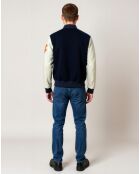 Giacca Eliot in lana e pelle blu