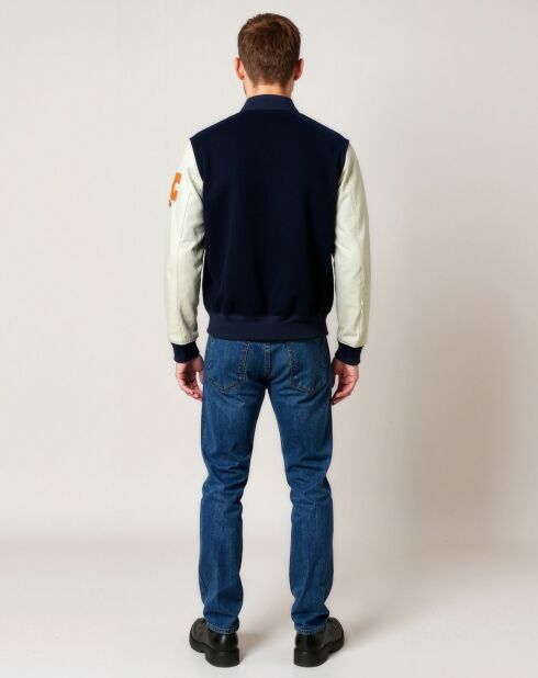 Veste en Laine & Cuir  Eliot bleue