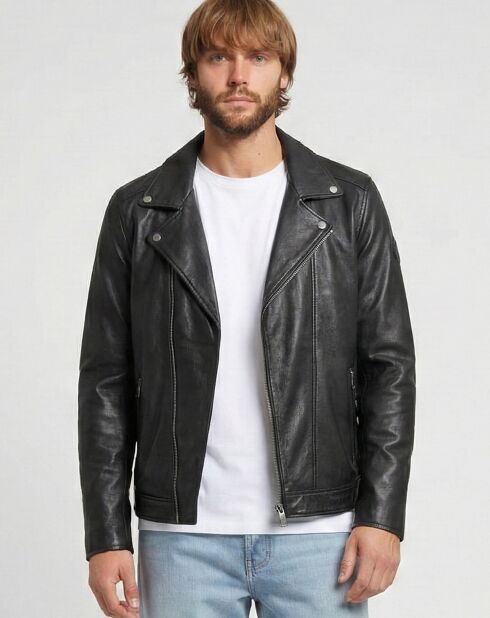 Veste en Cuir Haan noire