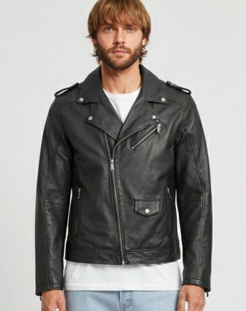 Veste en Cuir Perfecto Lawson noire