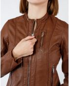 Cognac leren jack Lecce