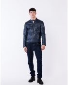 Veste en Cuir Leeland marine