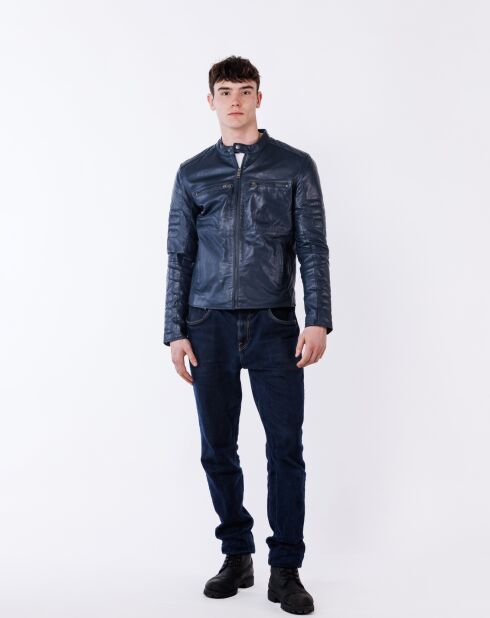 Veste en Cuir Leeland marine
